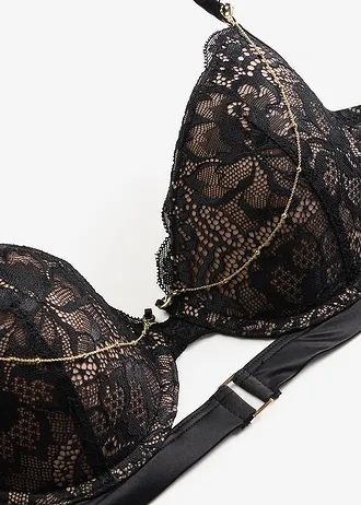 Soutien-gorge à coques et chaîne amovible • noir-marron clair • Boutique bonprix