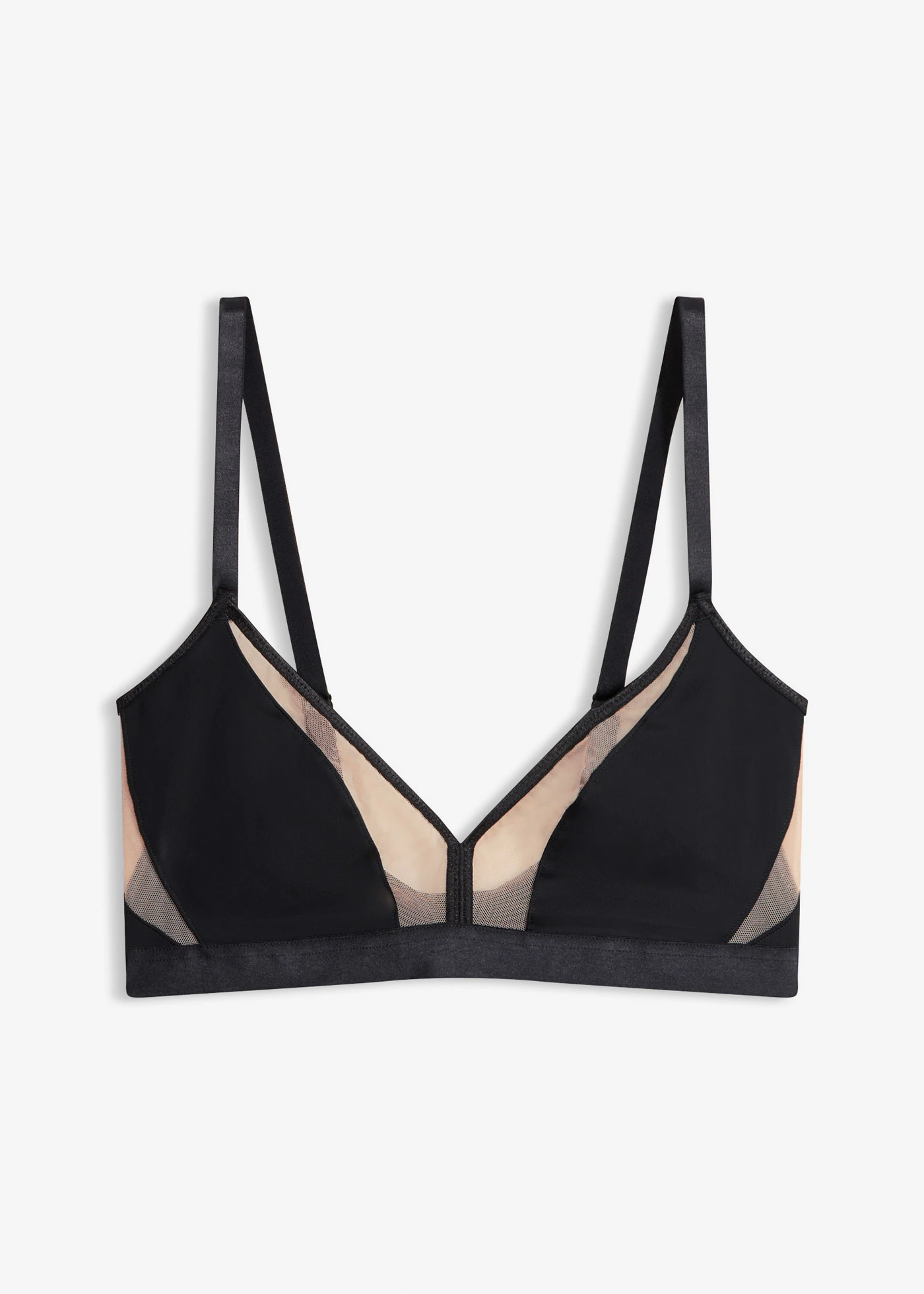 Bralette zonder beugel met transparante inzetstukken • zwart-lichtbruin • bonprix online shop