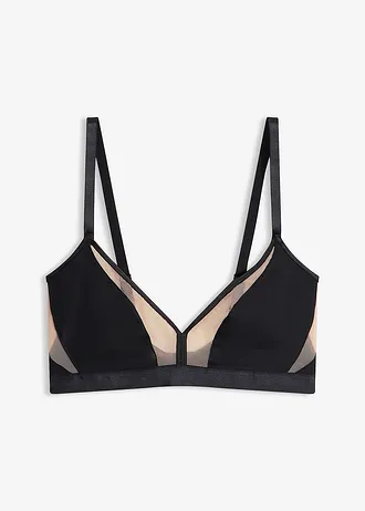 Bralette zonder beugel met transparante inzetstukken • zwart-lichtbruin • bonprix online shop