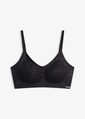 Sutien Feel Comfort vătuit, fără armătură, cu dantelă • negru • magazin bonprix