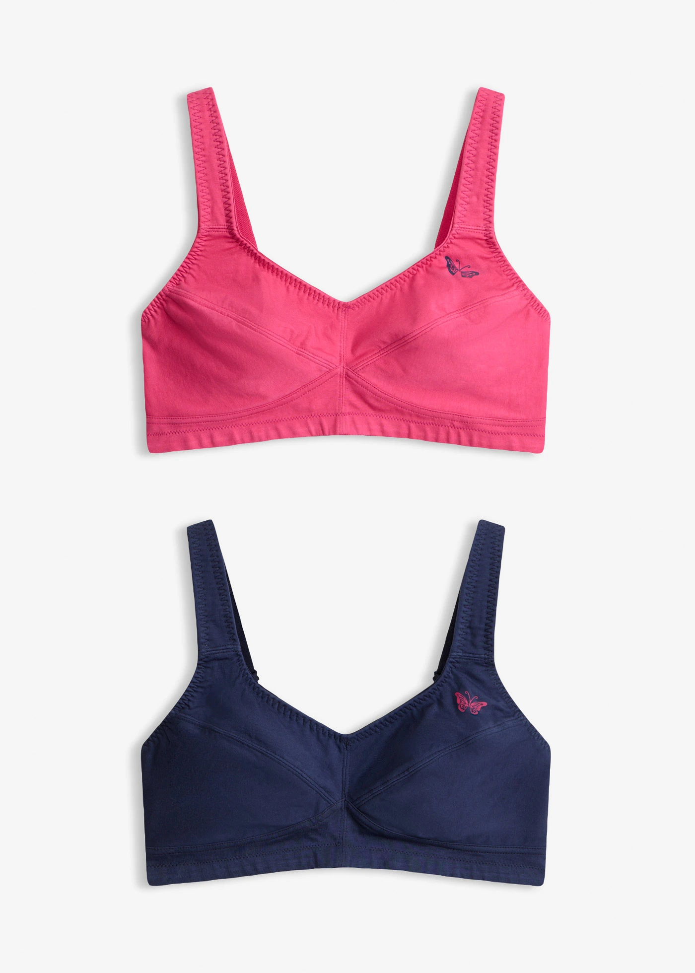 Podprsenka bez kostic, s organickou bavlnou (2 ks v balení) • pink magnólie + námořnická modrá • bonprix obchod
