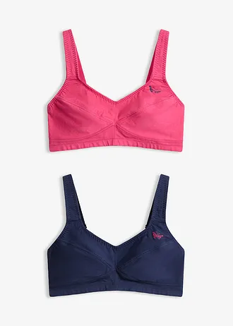 Podprsenka bez kostic, s organickou bavlnou (2 ks v balení) • pink magnólie + námořnická modrá • bonprix obchod