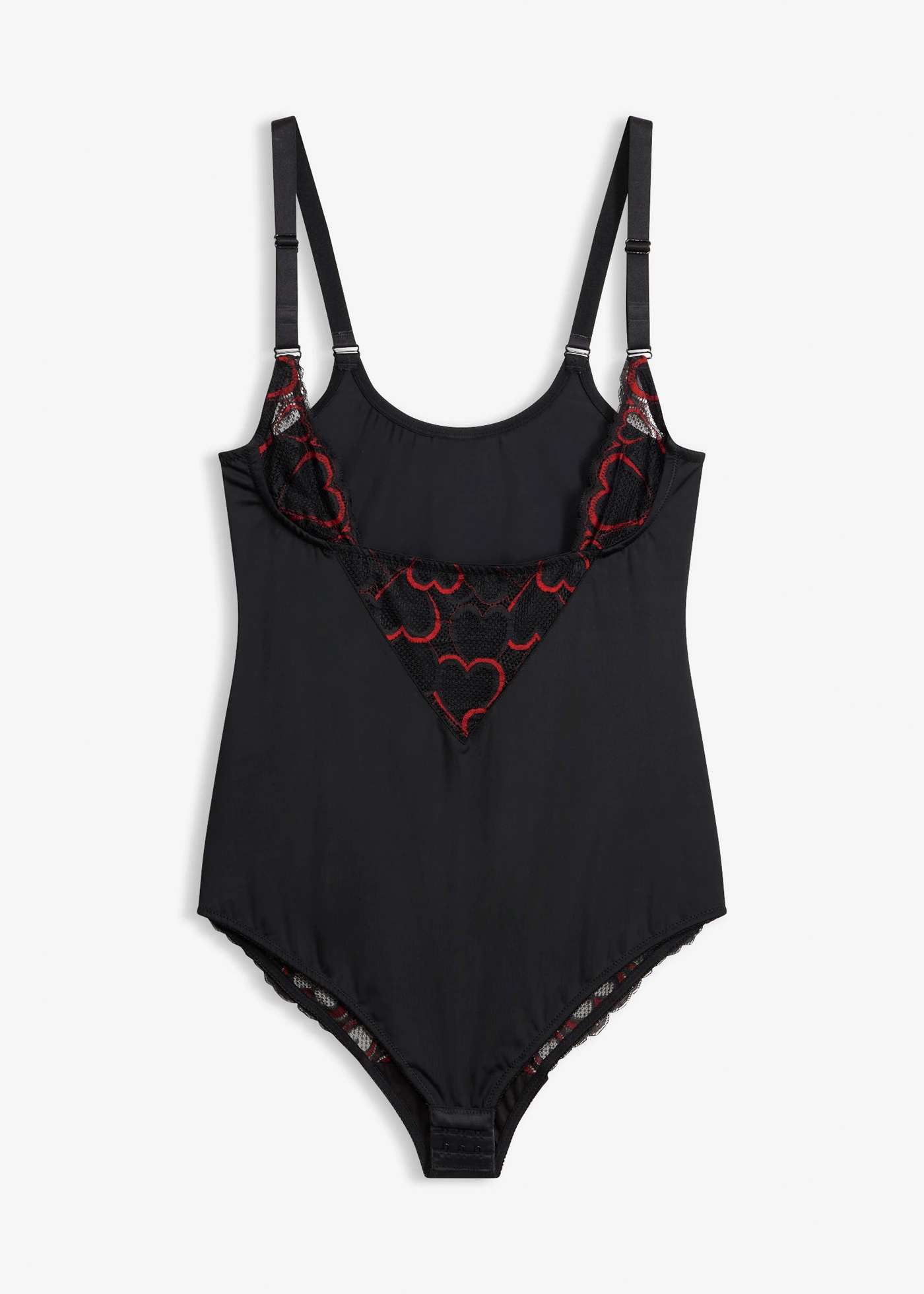 Body sculptant avec dentelle, maintien léger • noir-rouge salsa • Boutique bonprix