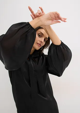 Bluză cu fundă • negru • magazin bonprix