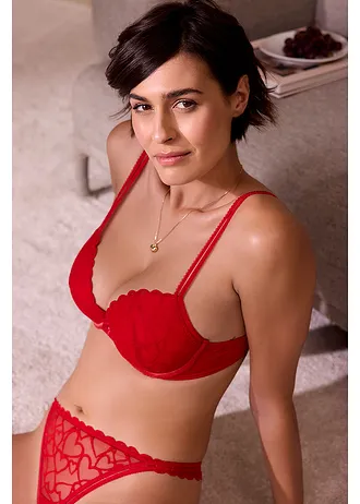 Soutien-gorge à coques en dentelle cœurs • rouge salsa • Boutique bonprix