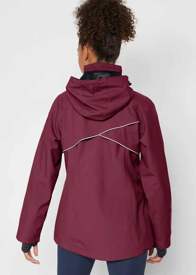Waterdichte outdoor jas met reflecterende details, Kleur: esdoornrood