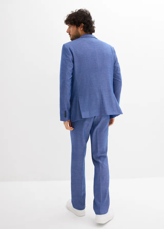 Pak met gilet, regular fit (3-dlg. set), Kleur: blauw mêlee