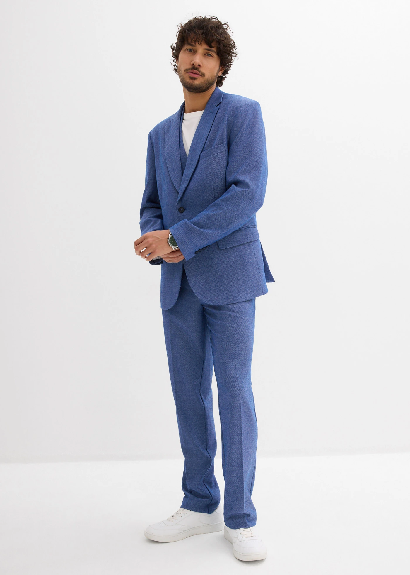 Costume 3 pièces avec gilet, regular • bleu chiné • Boutique bonprix