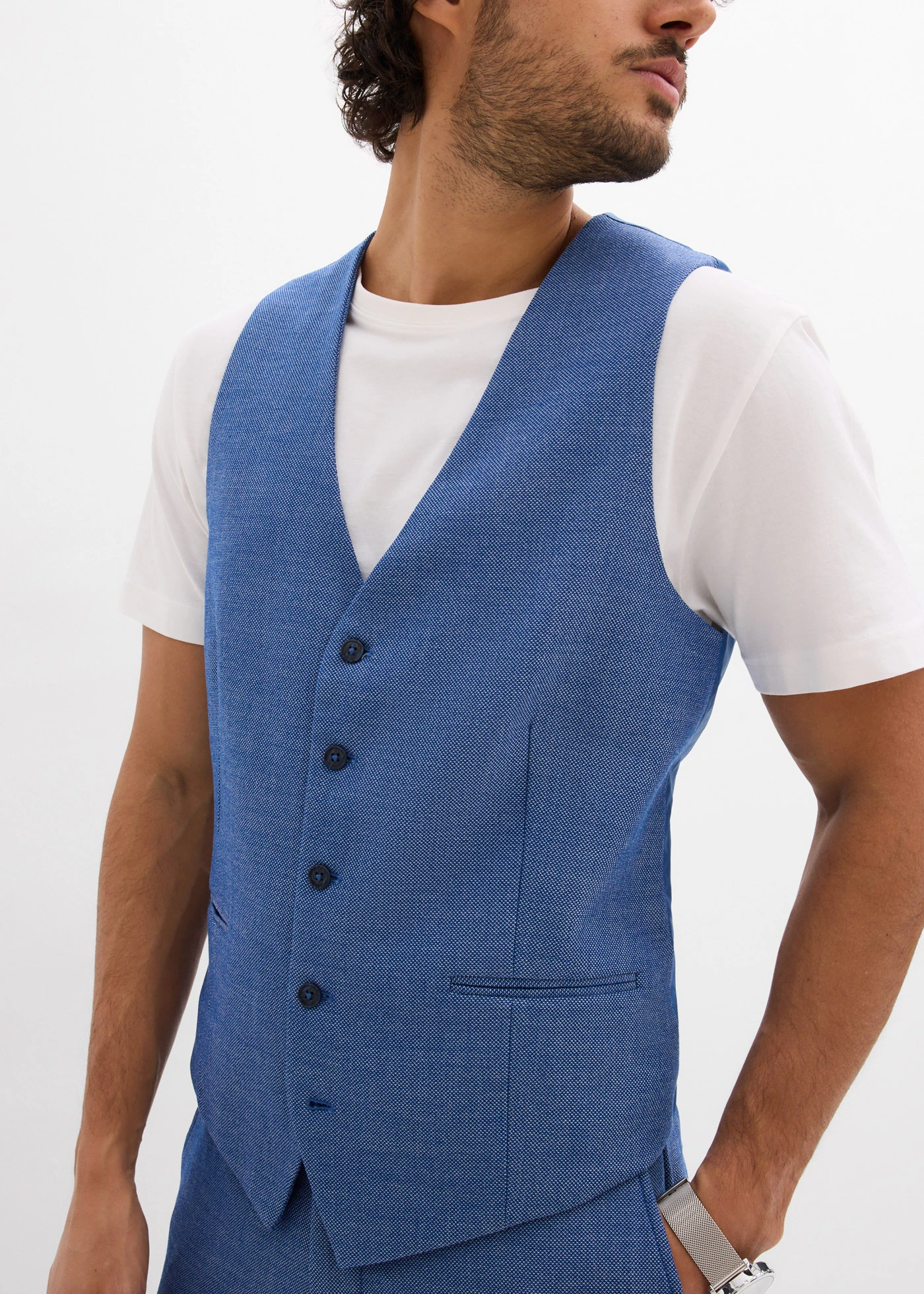 Costum cu vestă (set/3 piese), Regular Fit • albastru melanj • magazin bonprix