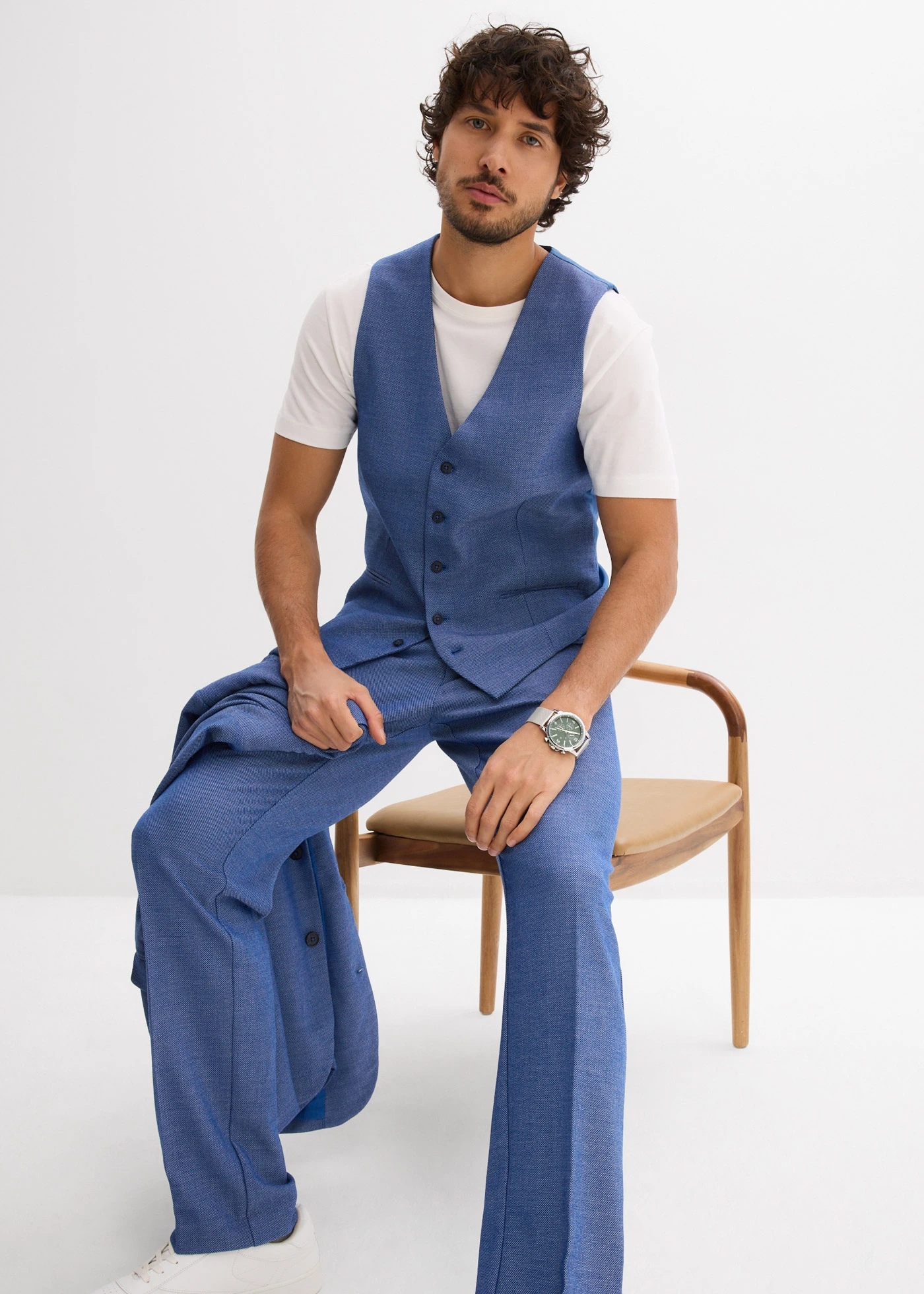 Costum cu vestă (set/3 piese), Regular Fit • albastru melanj • magazin bonprix