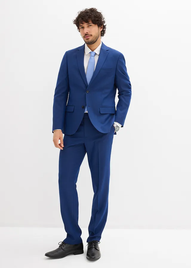 Pak met stropdas, slim fit (3-dlg. set), Kleur: blauw