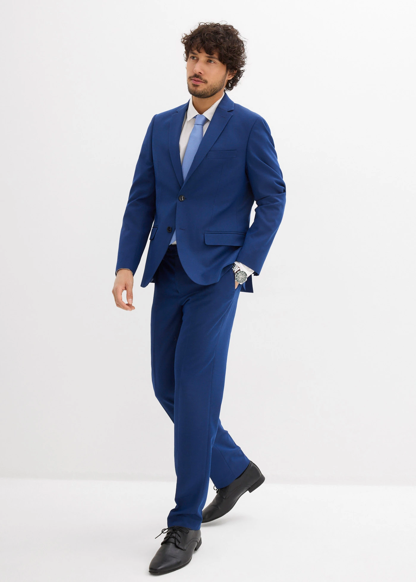 Pak met stropdas, slim fit (3-dlg. set) • blauw • bonprix online shop