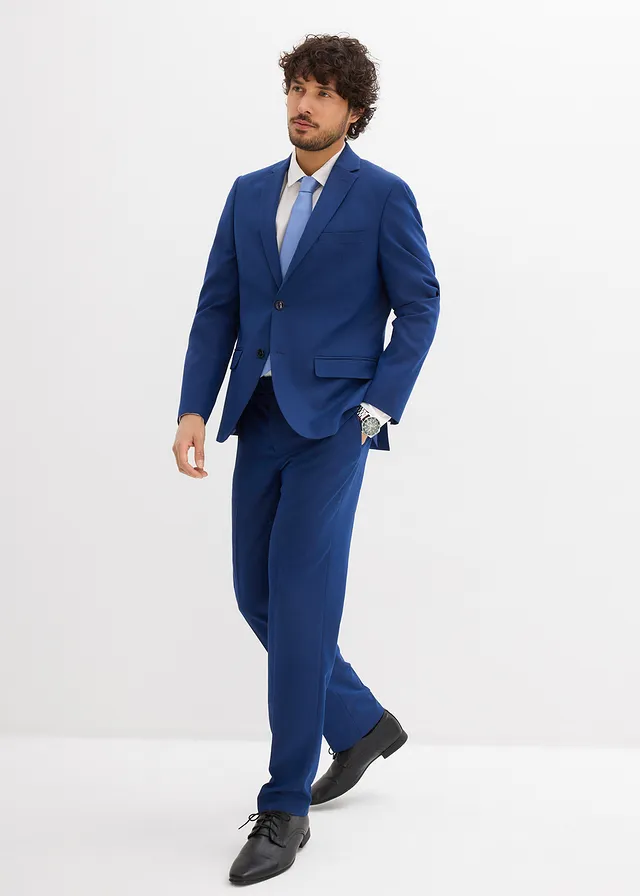 Costume 3 pièces avec cravate, slim, Couleur: bleu