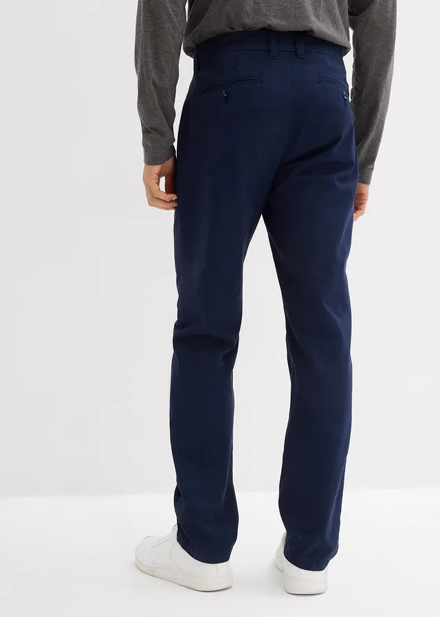 Regular fit chino van puur katoen, straight, Kleur: donkerblauw