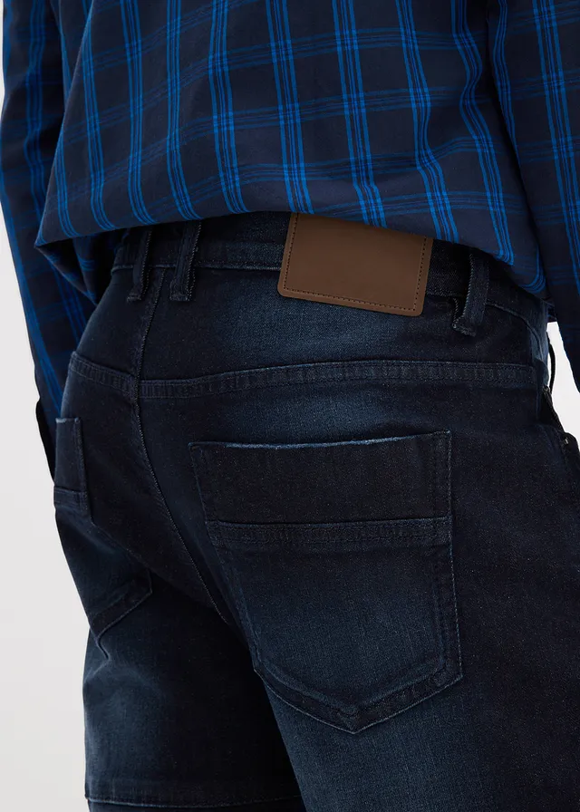 Jean slim extensible poches cargo, droit • bleu foncé denim used • product-page.page-title-suffix