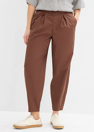 Pantalon barrel en twill à taille élastiquée • marron • Boutique bonprix