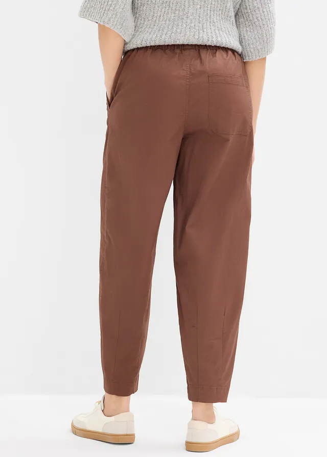 Twill barrel broek met comfortband • bruin • product-page.page-title-suffix