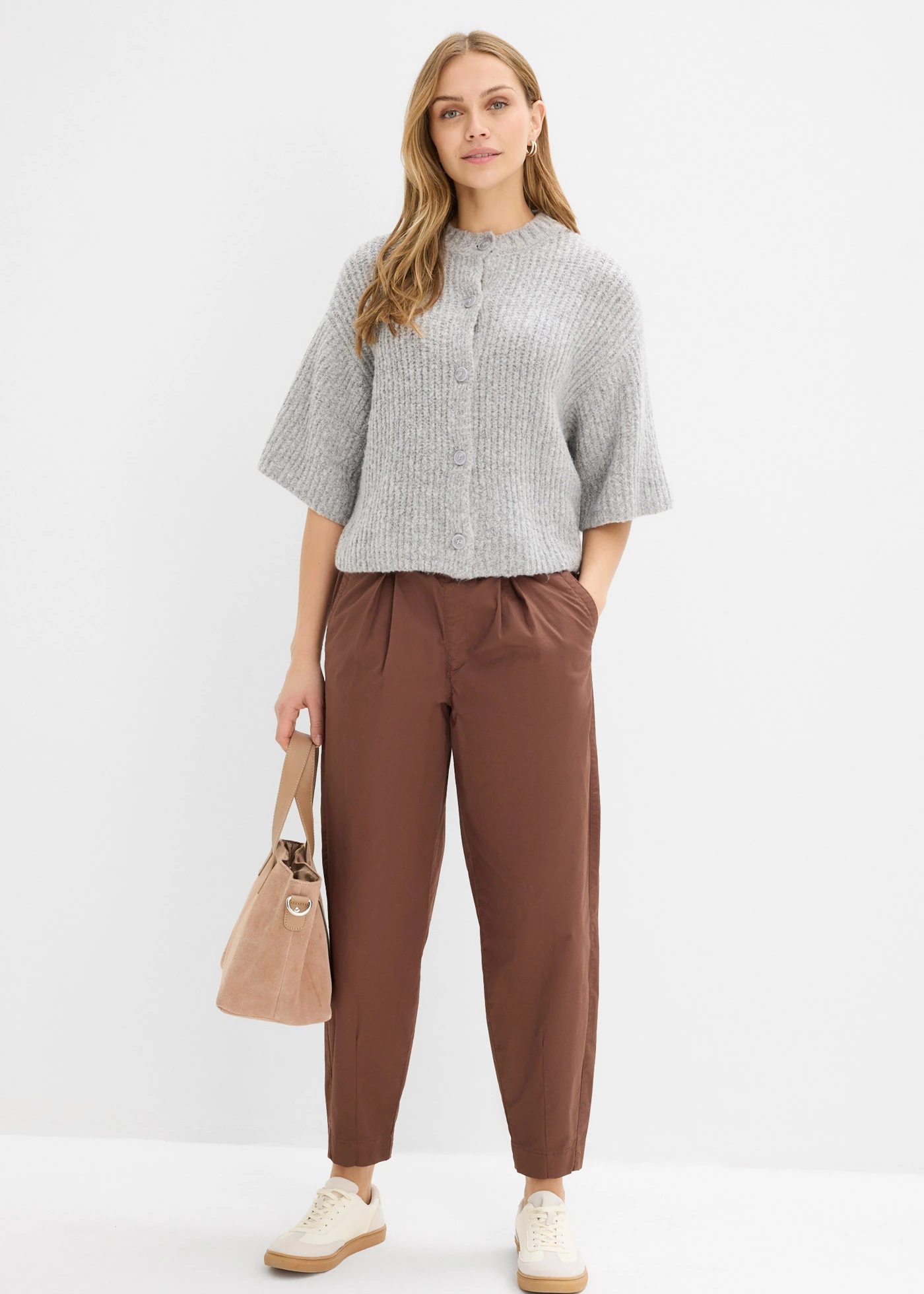 Twill Barrel nadrág kényelmes derékpánttal • barna • bonprix áruház