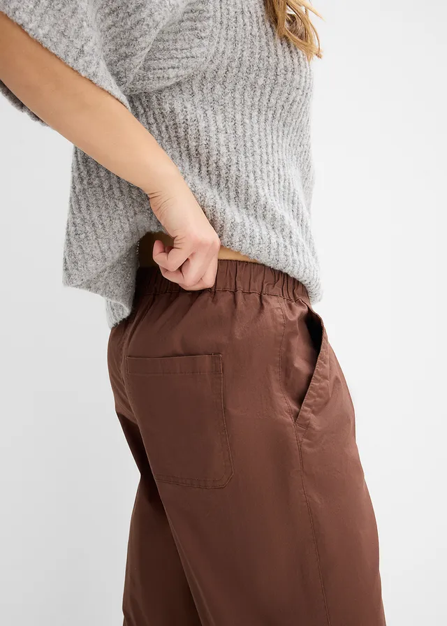 Twill barrel broek met comfortband • bruin • product-page.page-title-suffix