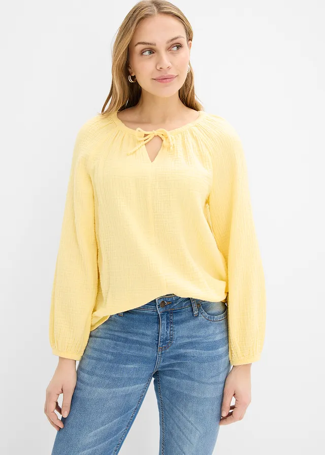 Blouse ample en gaze de coton • jaune clair • product-page.page-title-suffix