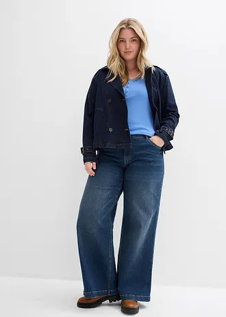 Geribde longsleeve, Kleur: middenblauw