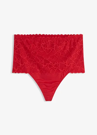 String sculptant avec dentelle cœurs, maintien modéré, Couleur: rouge salsa