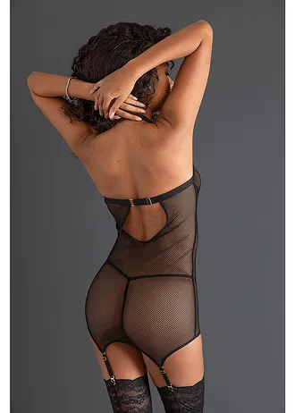 Sexy jurk met jarretelles en ritssluiting • zwart • bonprix online shop