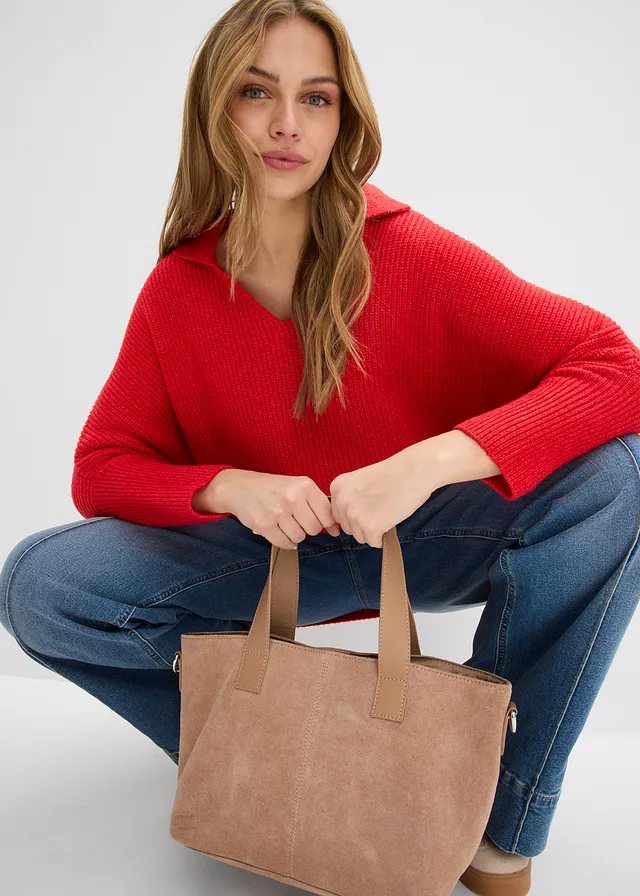 Pull oversize à col polo • fraise • product-page.page-title-suffix
