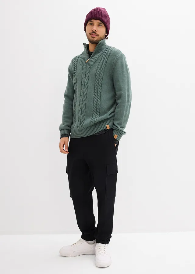 Pantalon de jogging avec poches cargo, loose, Couleur: noir