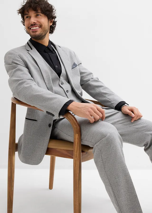 Costum cu vestă, Regular Fit (set/3 piese) • gri deschis melanj • magazin bonprix