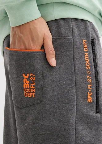 Joggingové kalhoty s praktickými kapsami na zip, z organické bavlny • šedý melír • bonprix obchod