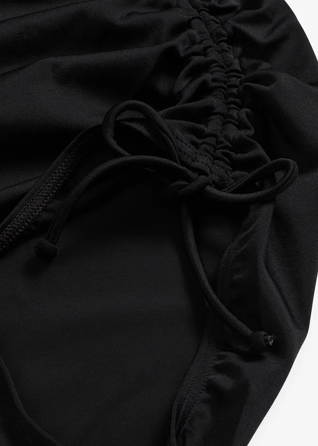 Costum de baie bandeau cu răscroială înaltă pe coapsă • negru • magazin bonprix
