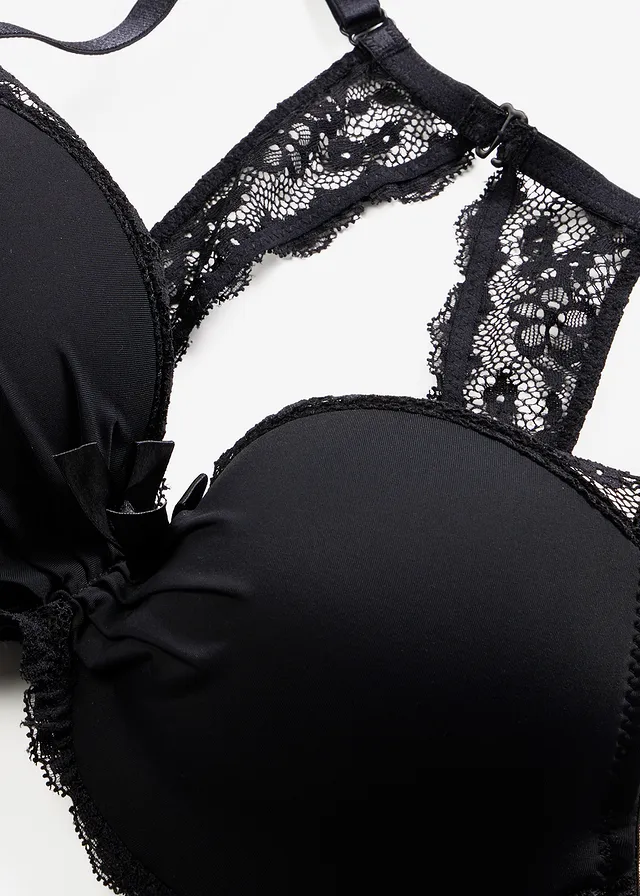 Sutien cu cupe, cu spate sport din dantelă • negru • magazin bonprix