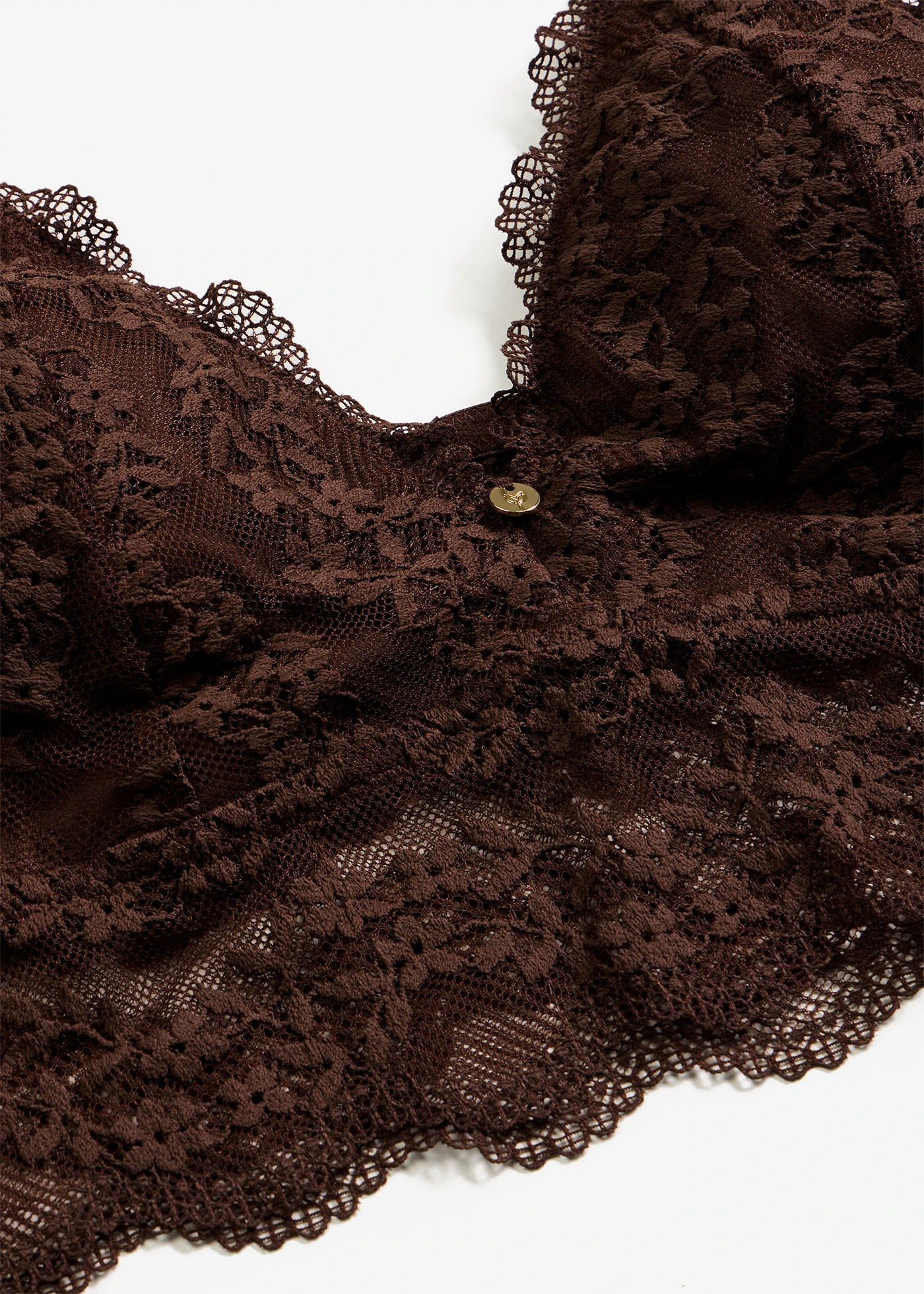 Bralette zonder beugels met gebloemd kant • donkerbruin • bonprix online shop