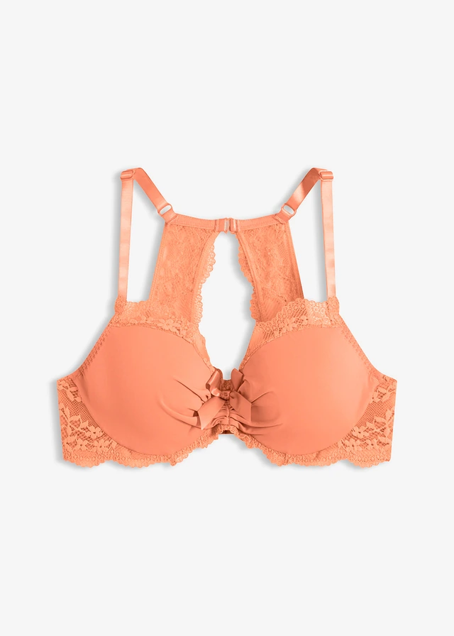 Voorgevormde bh met gebloemd kant, Kleur: soft papaya