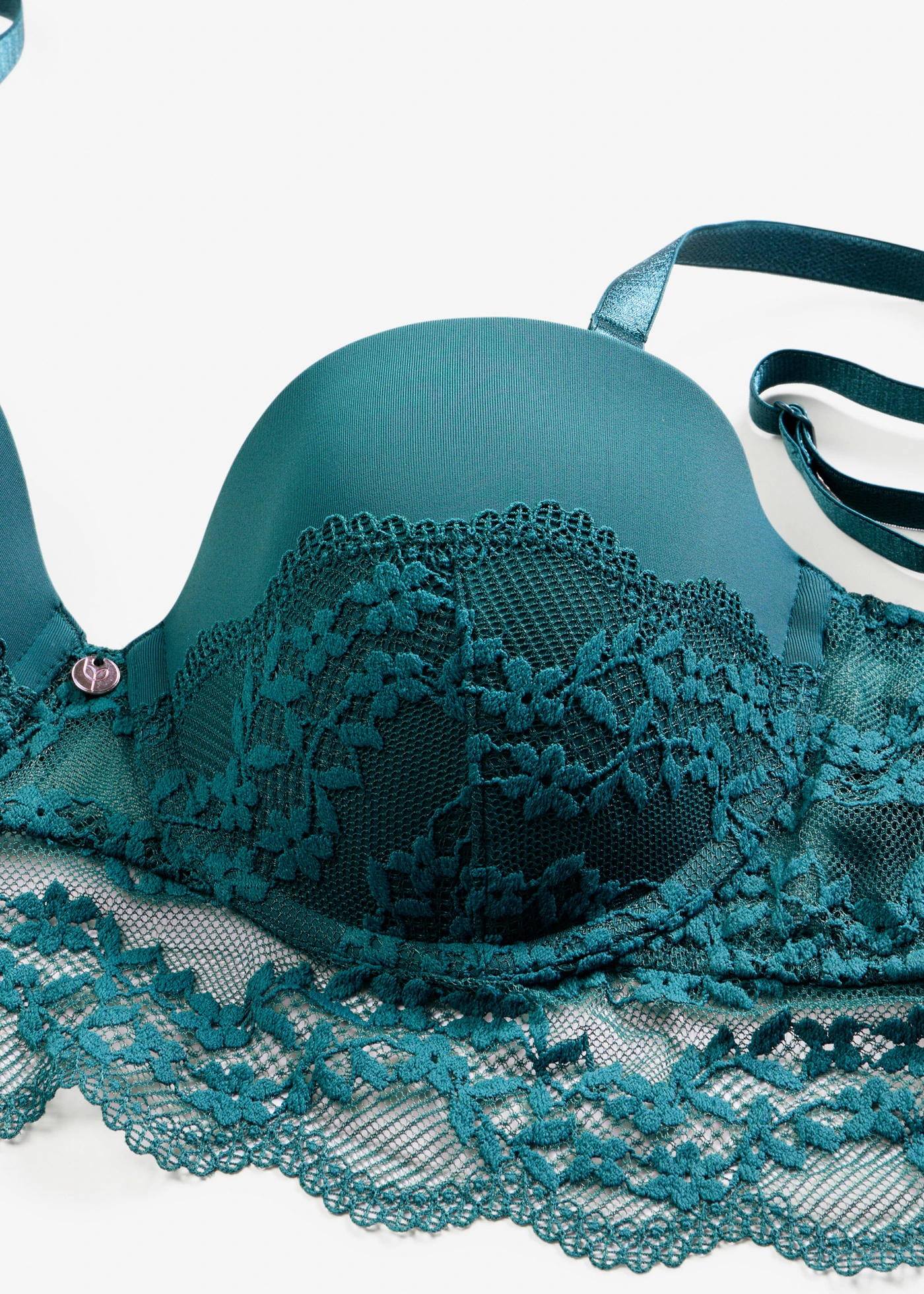 Soutien-gorge balconnet à bretelles multipositions et dentelle florale • vert poivre • product-page.page-title-suffix