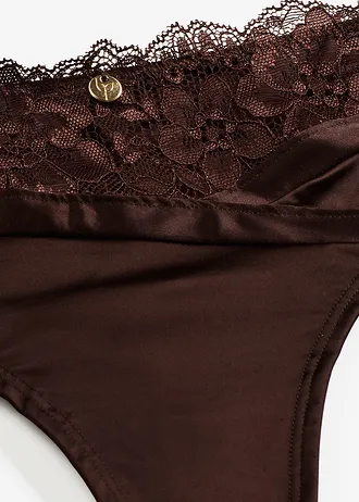 Boková tanga s bezešvým zadním dílem • tmavě hnědá • bonprix obchod
