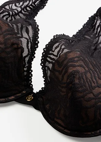 Soutien-gorge à coques et dentelle fine • noir-marron clair zèbre • Boutique bonprix