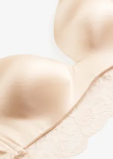 Vystužená podprsenka bez kostíc, s decentnou čipkou • perlovo béžová • obchod bonprix
