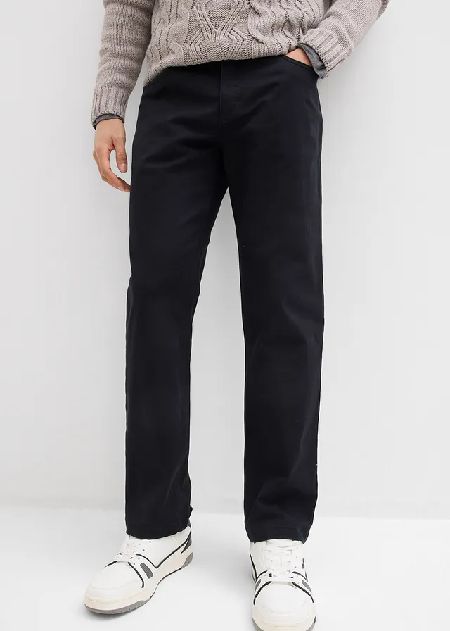 Relaxed fit stretchbroek met comfortabele tailleband, straight, Kleur: zwart