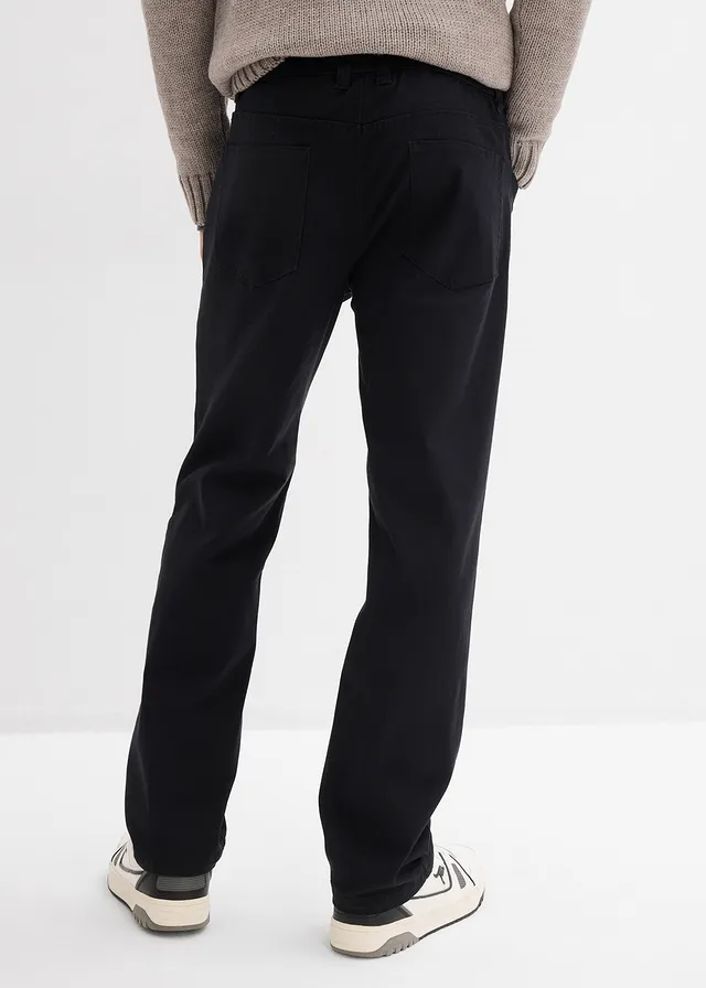 Relaxed fit stretchbroek met comfortabele tailleband, straight, Kleur: zwart