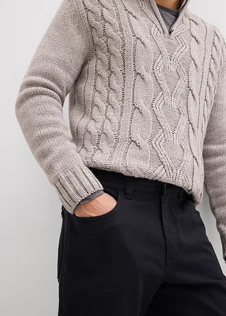 Spodnie ze stretchem relaxed fit z elastyczną gumką w talii, prosta nogawka • czarny • sklep bonprix