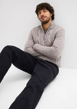 Relaxed Fit sztreccsnadrág elasztikus derékpánttal, Straight • fekete • bonprix áruház