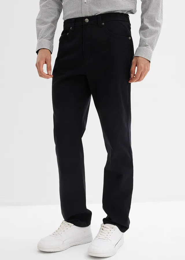 Classic fit stretchbroek met comfortabele tailleband, straight, Kleur: zwart