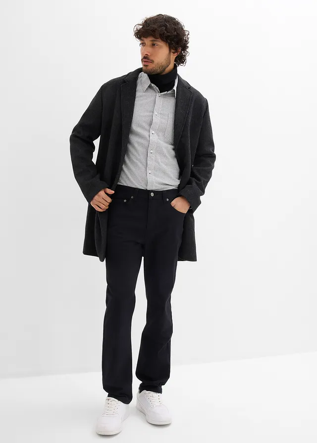 Classic fit stretchbroek met comfortabele tailleband, straight, Kleur: zwart
