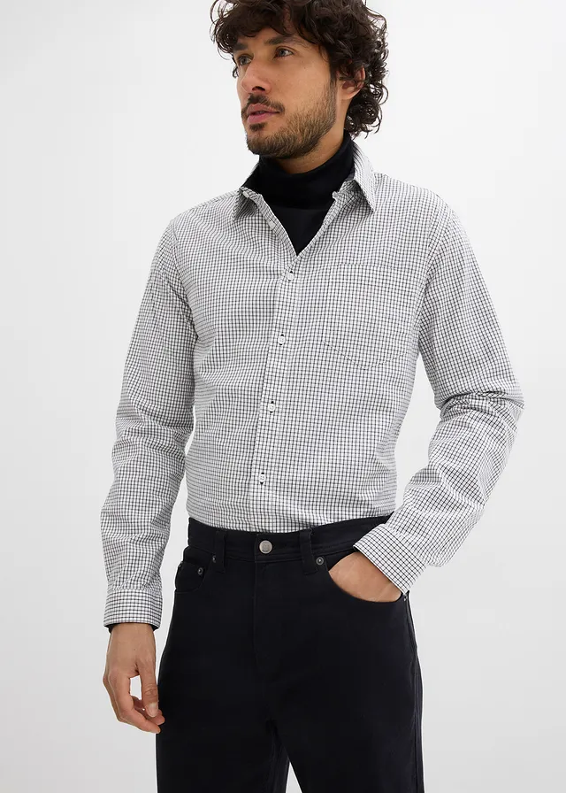 Spodnie ze stretchem o kroju classic fit z elastyczną gumką w talii, prosta nogawka • czarny • sklep bonprix