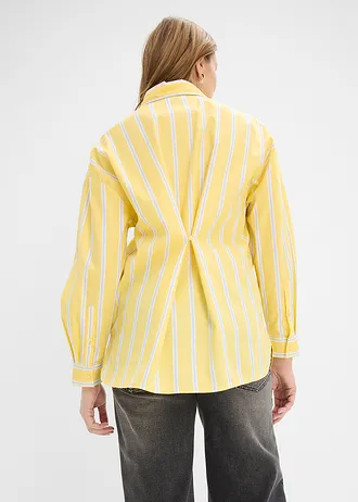 Overhemdblouse van katoenpopeline • lichtgeel verticaal gestreept • bonprix online shop