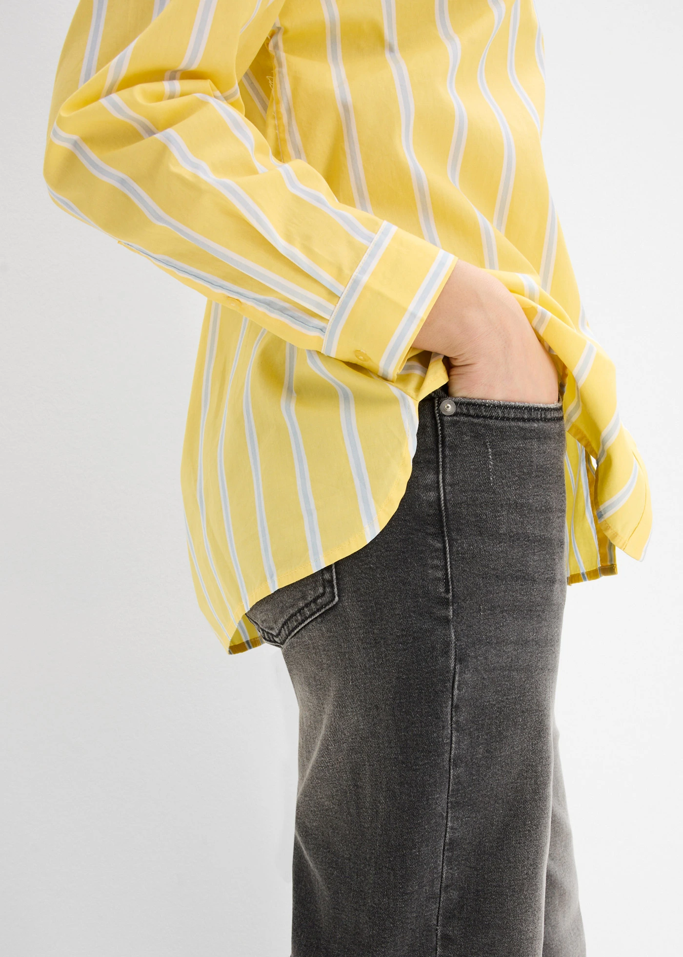 Chemisier en popeline de coton • jaune clair rayé • Boutique bonprix