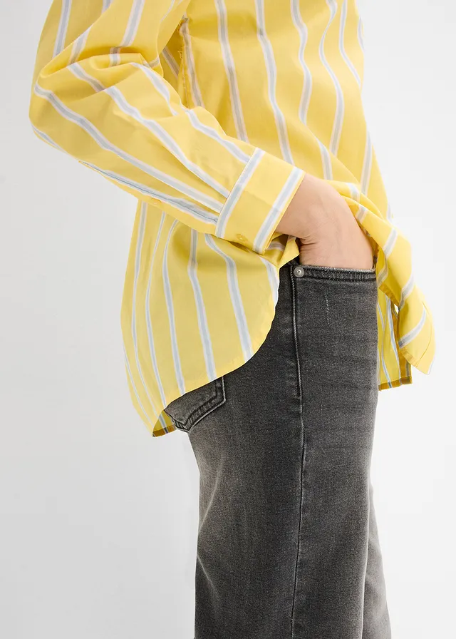 Chemisier en popeline de coton • jaune clair rayé • product-page.page-title-suffix