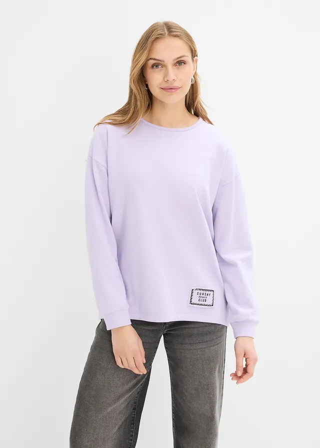 Sweat en coton mélangé, coupe courte devant longue derrière • mauve clair • product-page.page-title-suffix